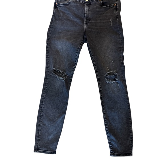 &Denim by H&M Black Distressed Jeans. Super Skinny Slim Fit Size 12- 14 - Picture 1 of 7